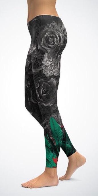 Leggins Black Rose Feather